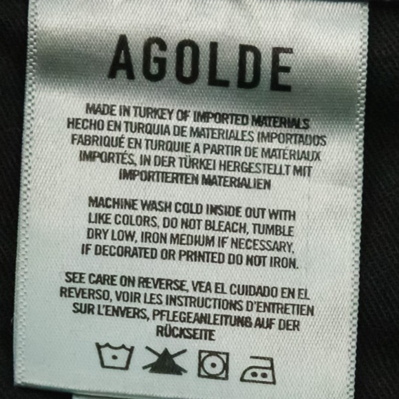 Agolde Size 25 Black Riley High Waist Straight Leg Crop Cropped Cotton Jeans - Picture 5 of 7